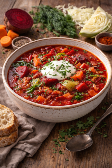 Borschtsch mit Rote Bete, Weißkohl und Möhre 600ml pro Portion