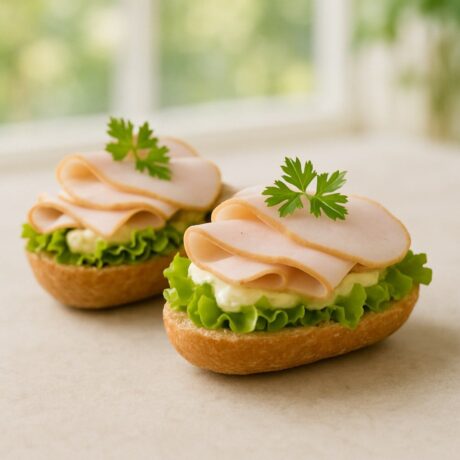 Geräucherte Putenbrust mit Remoulade und Salat