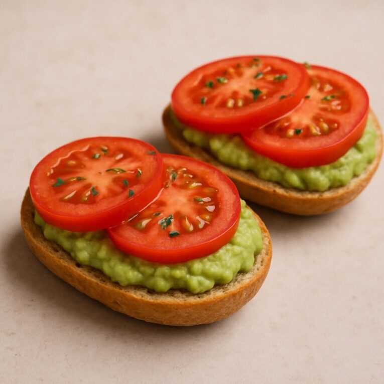ChatGPT Brötchen hälften mit Guacamole