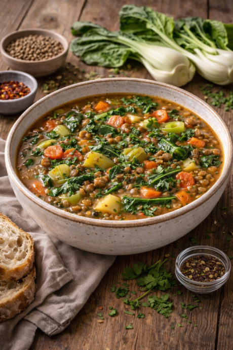 Linsen-Kokosmilchsuppe mit Pak-Choi und Karotte 600ml pro Portion
